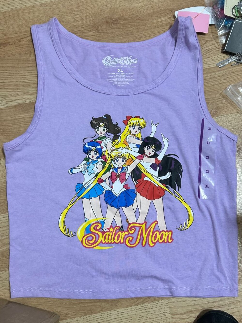 NWT Sailor Moon Pastel Lilac Graphic Crop Tank Top - XL